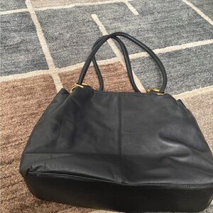 Elegant Black Leather Tote Bag